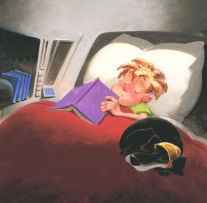 La magia de leer Cuántas veces nos dormimos con el libro entre las manos! Feliz lectura, felices sueños (ilustración de John Manders)