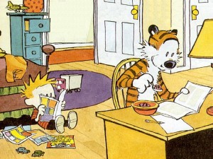 Cómo mejorar la comprensión lectora en niños | Calvin y Hobbes son dos grandes lectores | Ilustración de Bill Watterson