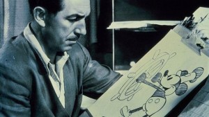 Walt Disney, en 1940, con Mickey Mouse, el personaje que le lanzó a la fama