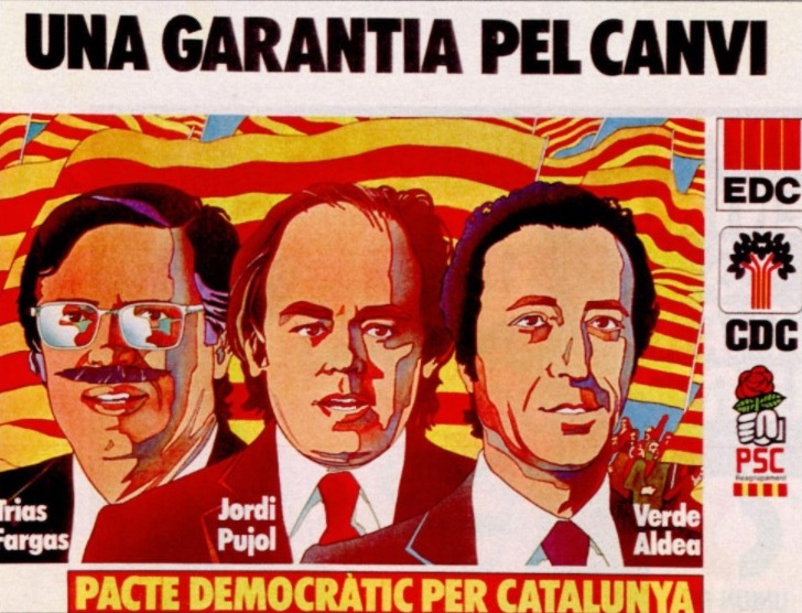 Ramón Trías Fargas, Jordi Pujol y Josep Verde i Aldea formaron coalición en las elecciones de 1977.