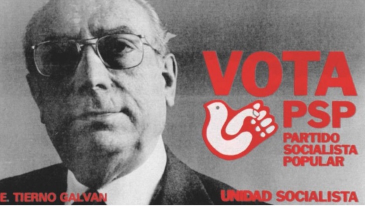 1977, Unidad Socialista, de Tierno Galván. El PSP del profesor Enrique Tierno Galván se presentó a las elecciones con varios partidos que habían formado parte de la Federación de Partidos Socialistas, bajo el nombre Unidad Socialista.