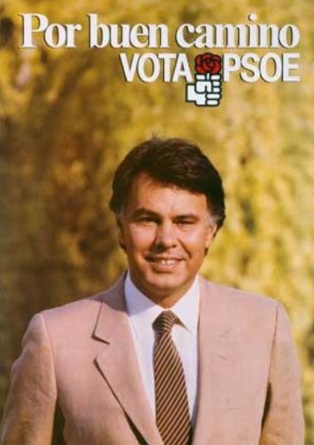 Este fue el cartel con el que González luchó por la reelección en 1986.