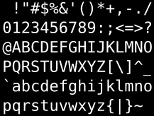 Hay 95 caracteres ASCII imprimibles, numerados del 32 al 126.
