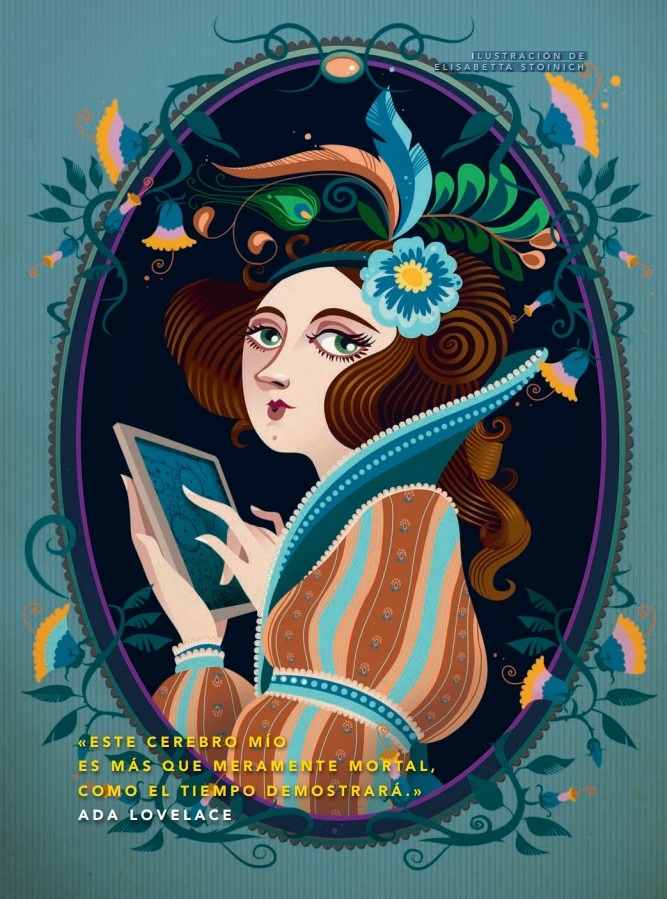 Cuentos de buenas noches para niñas rebeldes. Ilustración de Ada Lovelace para el libro "Cuentos de buenas noches para niñas rebeldes" © Elisabetta Stoinich.