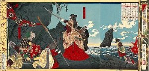 Cuentos de buenas noches para niñas rebeldes. Pintura de 1880 en que la emperatriz consorte Jingū llega a Corea.