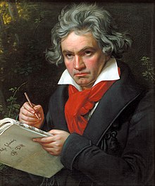Ludwig van Beethoven (16 de diciembre de 1770 - 26 de marzo de 1827) fue un compositor, director de orquesta y pianista alemán. Su legado musical abarca, cronológicamente, desde el Clasicismo hasta los inicios del Romanticismo. Es considerado generalmente como uno de los compositores más preclaros e importantes de la historia de la música y su legado ha influido de forma decisiva en la evolución posterior de este arte. Retrato realizado por Joseph Karl Stieler en 1820. Ludwig van Beethoven (16 de diciembre de 1770 - 26 de marzo de 1827) fue un compositor, director de orquesta y pianista alemán. Su legado musical abarca, cronológicamente, desde el Clasicismo hasta los inicios del Romanticismo. Es considerado generalmente como uno de los compositores más preclaros e importantes de la historia de la música y su legado ha influido de forma decisiva en la evolución posterior de este arte. Retrato realizado por Joseph Karl Stieler en 1820.