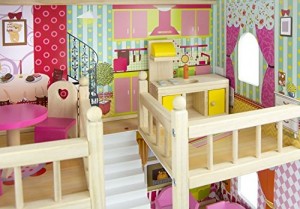 Casas de muñecas de madera de juguete para niñas y niños
