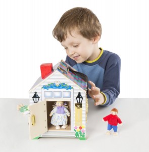Casas de muñecas de madera de juguete para niñas y niños