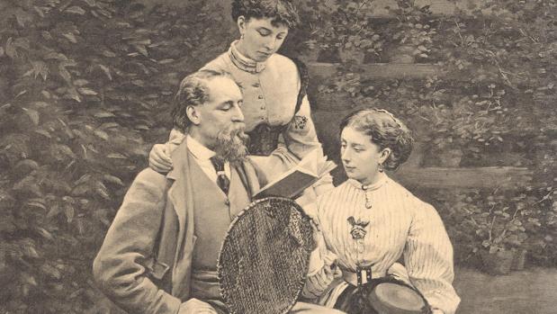 Dickens leyendo a sus hijas, Mimie y Katey, en Gad's Hill.