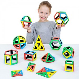 Juegos para aprender matemáticas | Magnetic Polydron. Set matemático de 118 piezas imantadas | De 3 a 15 años 