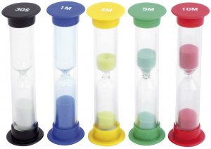 Juegos para aprender matemáticas | Set de 5 relojes de arena pequeños | +3 años