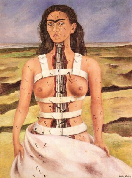 "La columna rota" | 1944 | Óleo en tela montada sobre aglomerado | 40 x 30.7 cm. | Colección de Dolores Olmedo Patiño, Ciudad de México.