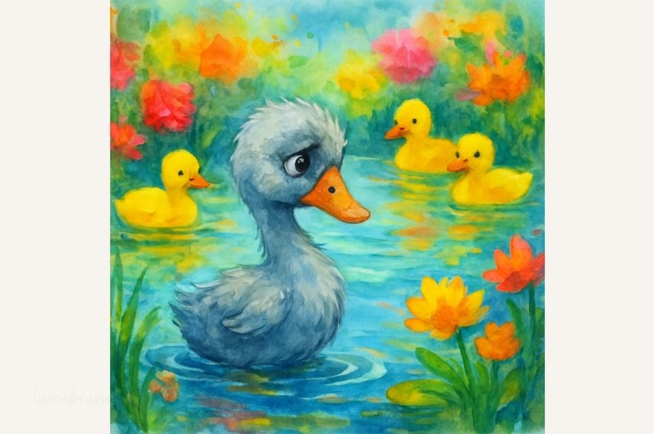 Patito diferente rodeado de otros patos iguales, representando el rechazo y la sensación de no encajar