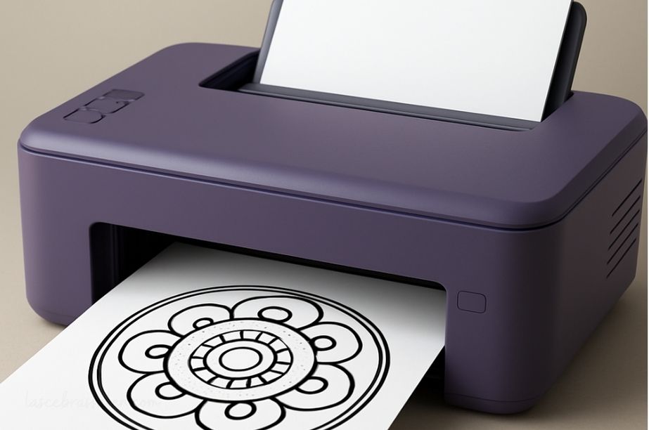 impresora imprimiendo mandala para colorear