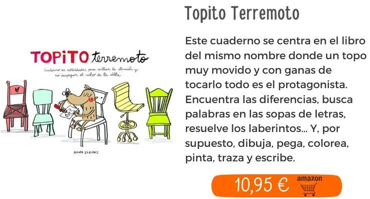 Juegos de ingenio | Topito Terremoto. Cuaderno de actividades para centrar la atención y no despegar el culo de la silla