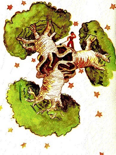 baobabs principito ilustracion original arboles creciendo planeta