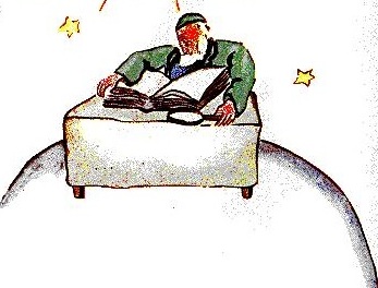 geografo principito ilustracion original estudiando mapas