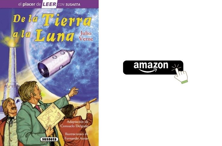 Portada de versión infantil de De la Tierra a la Luna