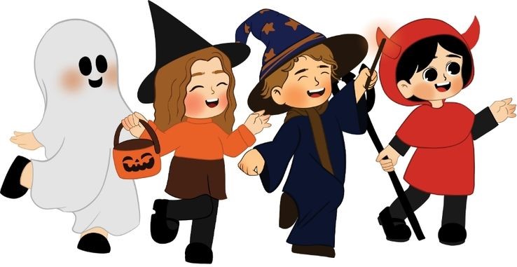 dibujo de niños disfrazados en Halloween