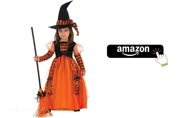 niña con disfraz de bruja infantil para Halloween