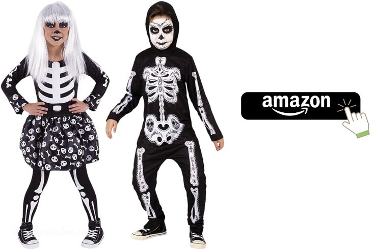 niño disfrazado de esqueleto clásico de Halloween