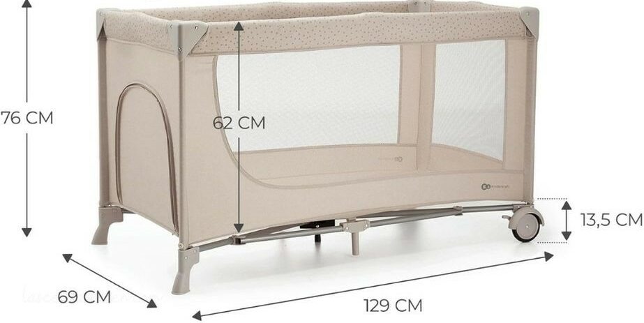 Cuna de viaje con ventilación lateral de malla 