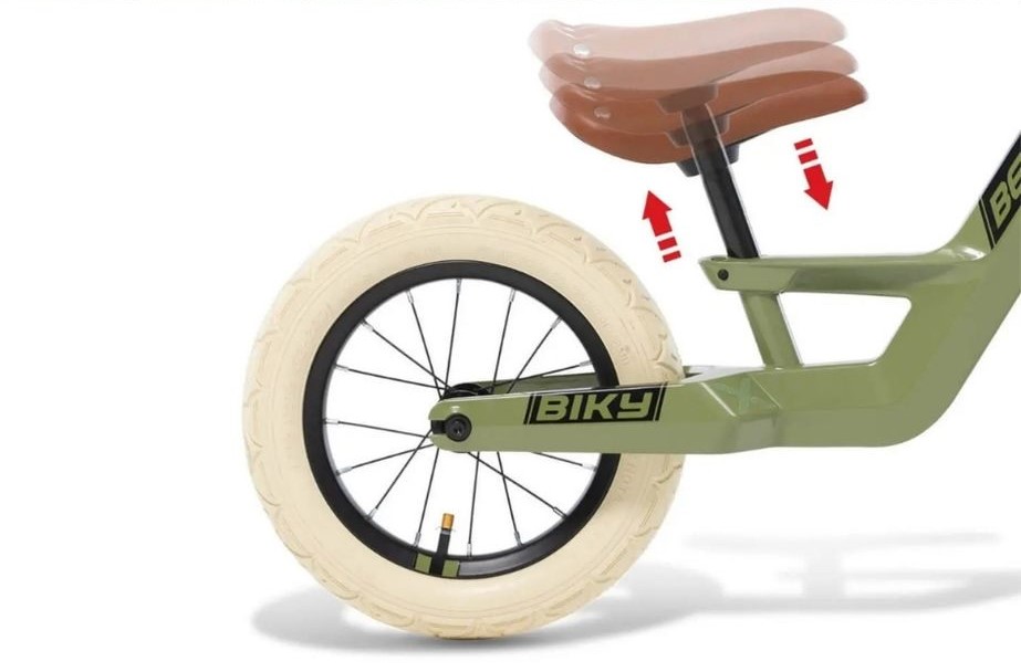 Detalle del sillín ajustable de bicicleta de equilibrio