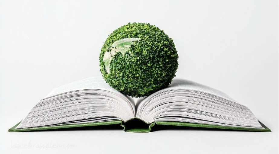 Libro abierto con símbolos de paz y diplomacia