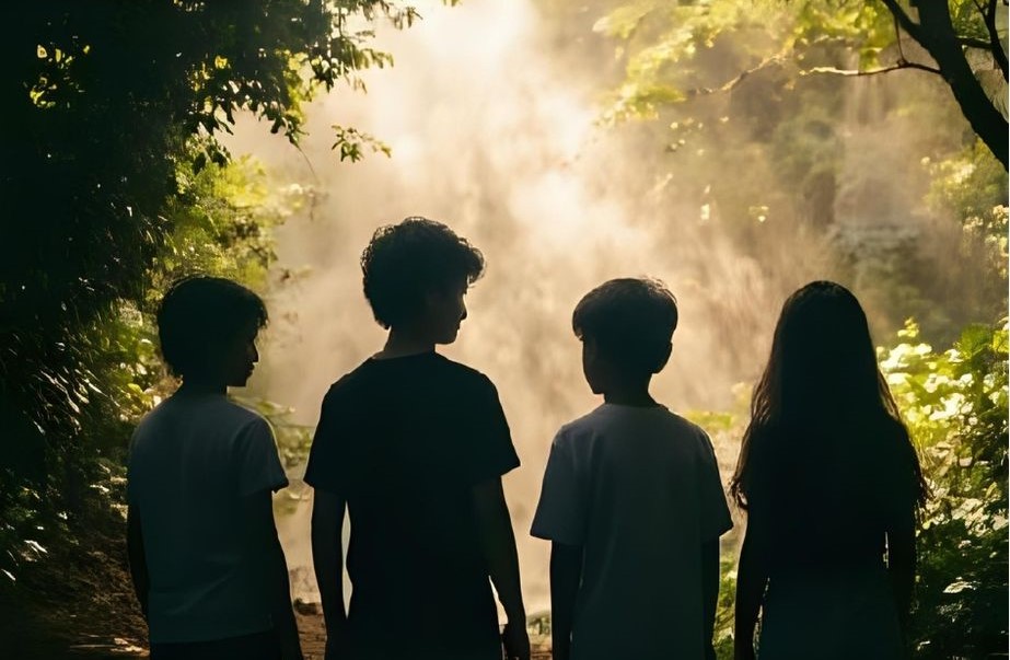 Jugadores en una jungla digital inspirada en la película Jumanji: Bienvenidos a la jungla (2017)