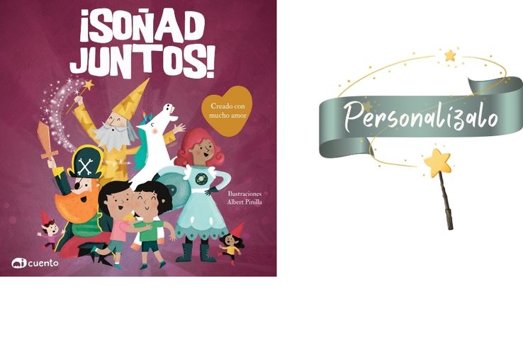 Familia leyendo juntos un cuento personalizado.