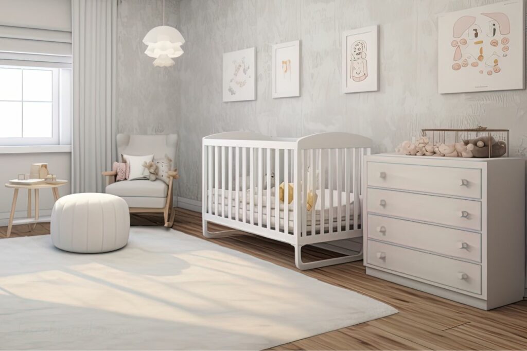 Dormitorio de bebé preparado con lo esencial en un ambiente tranquilo y luminoso