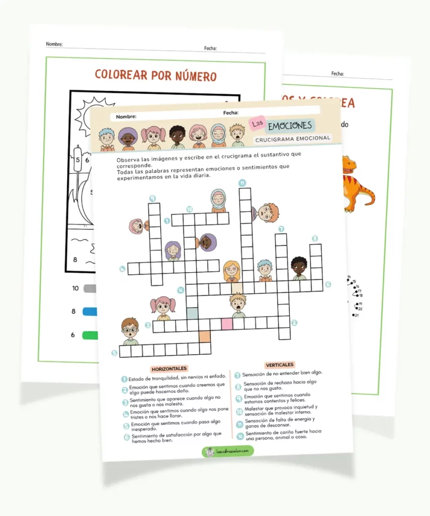 Mockup del cuaderno de pasatiempos y actividades infantiles imprimibles con más de 80 juegos educativos en PDF para niños.